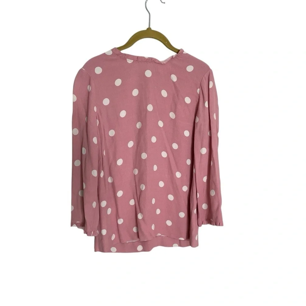 Kate Spade Pink Polka Dot Long Sleeve Top 2